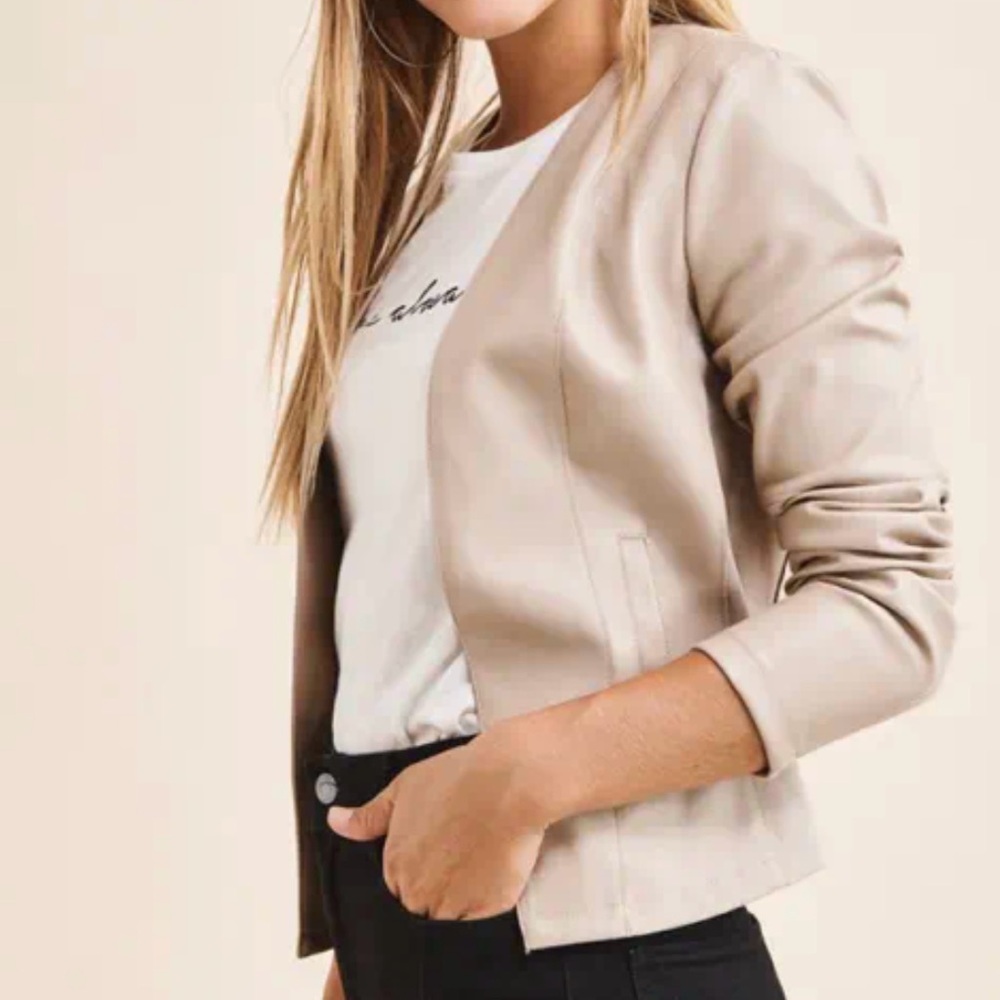 Dynamite Beige faux Leather Blazer Jacket